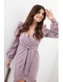 Rochie plic cappuccino cu maneci umflate FI701 - Magazin online - Boutique